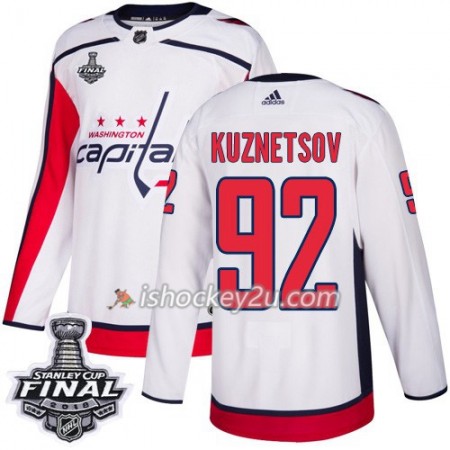 Mænd NHL Washington Capitals Trøje Evgeny Kuznetsov 92 2018 Stanley Cup Final Patch Adidas Hvid Authentic